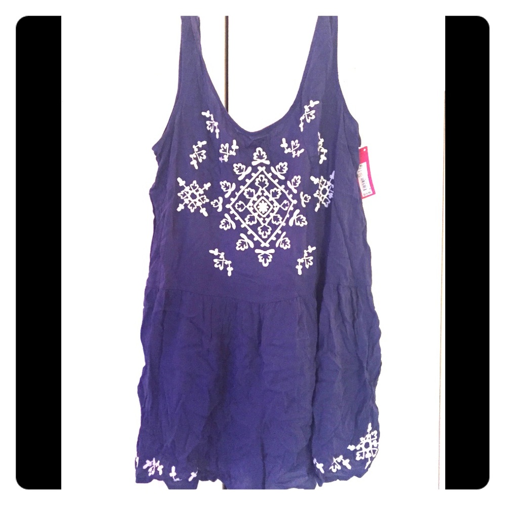 Navy embroidered romper